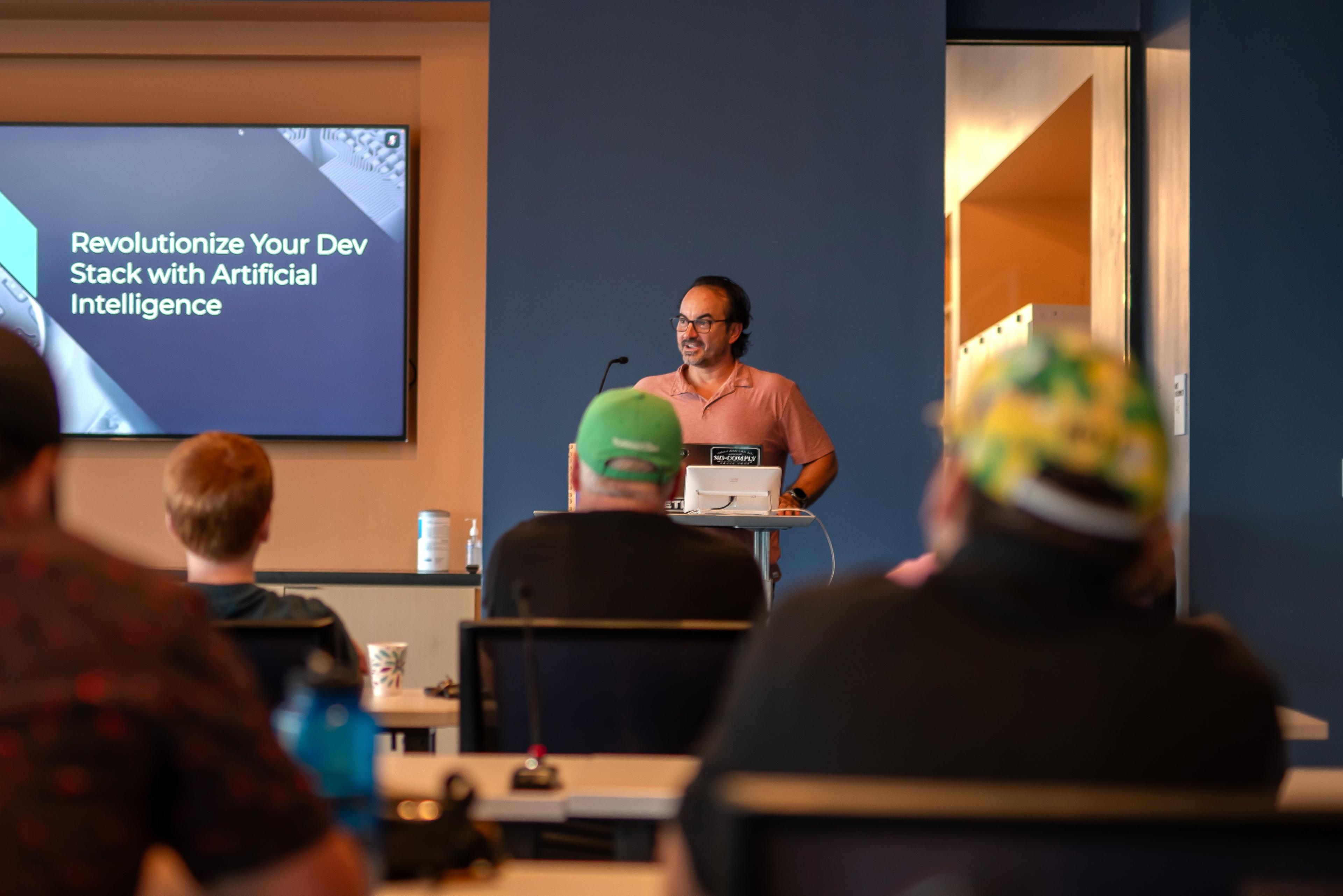 Ryan Vice speaking at a tech conference